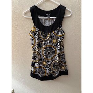 Frieda Kelly Womens Black Yellow White Circles‎ Print Sleeveless Tank Top S
A765